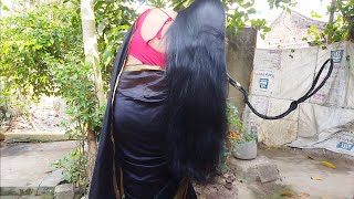 Black And Smooth Long Hair Brushing For Beautiful Woman | Beautiful Hair Brushing For 4Ft Long Hair