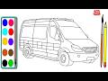 Mobil Ambulan | Belajar Bagaimana Menggambar dan Mewarnai Mobil Ambulan untuk Anak anak Warna warni