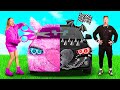 ピンクの車と黒い車のチャレンジ | 面白いチャレンジ BaRaDa Best