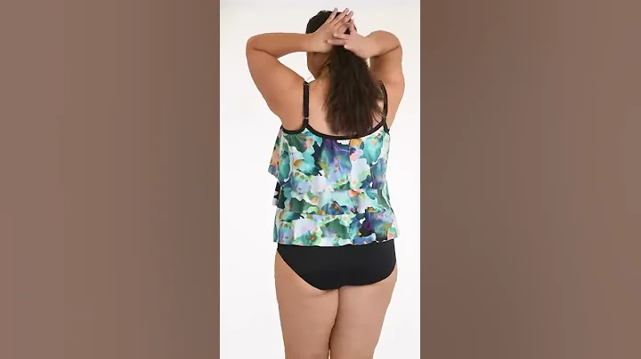 Maxine Plus Size Marble Splash Tiered Tankini Top | SwimOutlet.com