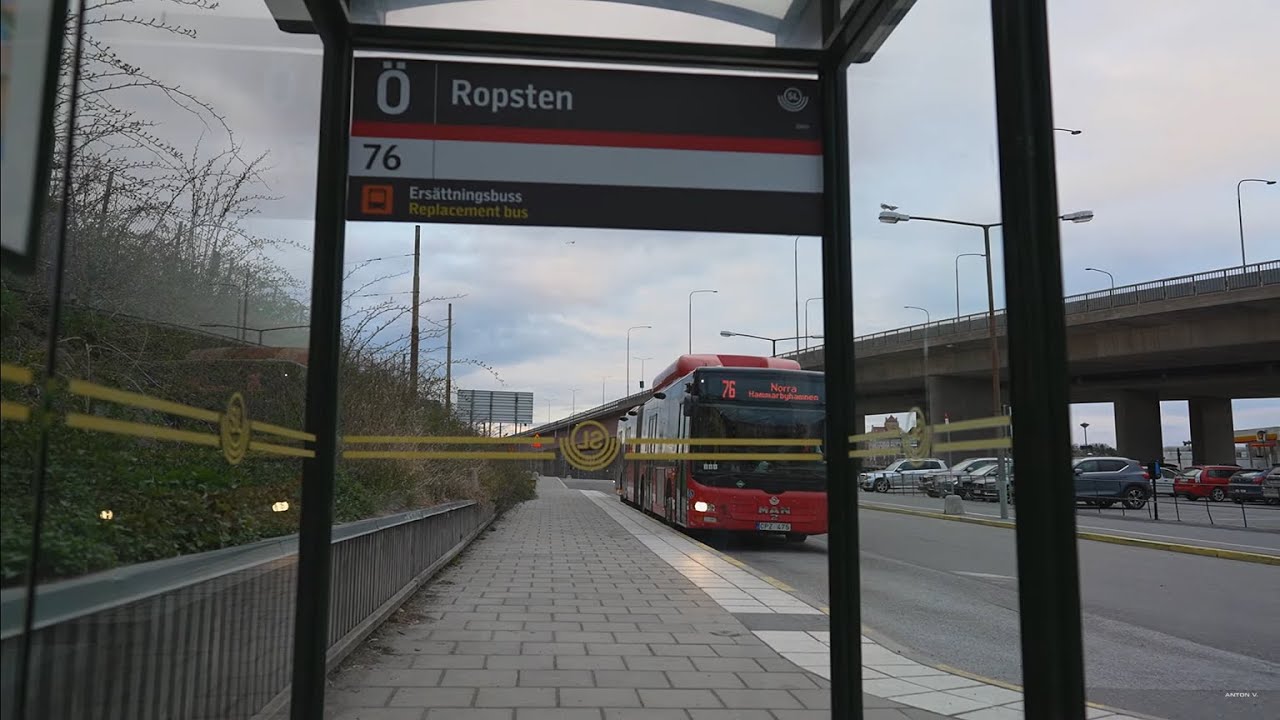 Sweden, Stockholm, bus 76 ride from Ropsten to Slottsbacken