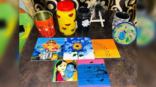 Canvas painting and blue pottery ❤️art and crafts unique video