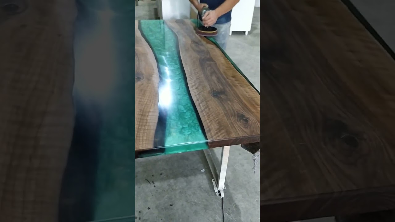 Epoxy table polishing and buffing process