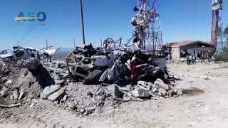 اثار القصف الجوي التركي على مواقع وحدات الحماية الشعبية في المالكية