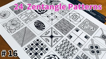 24 Zentangle Patterns Tutorial  Step by Step  for Beginners #16  |  24 Doodle Patterns