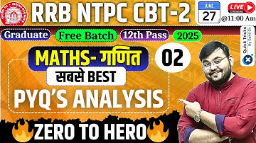 RRB NTPC CBT-2 | Maths PYQ Analysis | NTPC Maths Previous Year Questions Analysis |  by Sahil sir