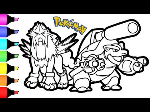  Pokemon Coloring Pages Entei  and Blastoise Colouring  