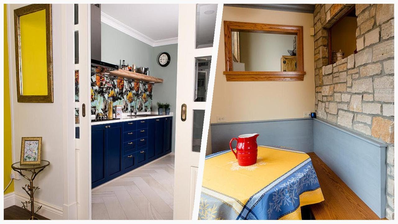 75 Kitchen With Blue Cabinets And Yellow Backsplash Design Ideas You'll ...