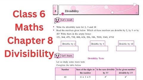 Class 6 Maths | Chapter 8 Divisibility | Maharashtra state board