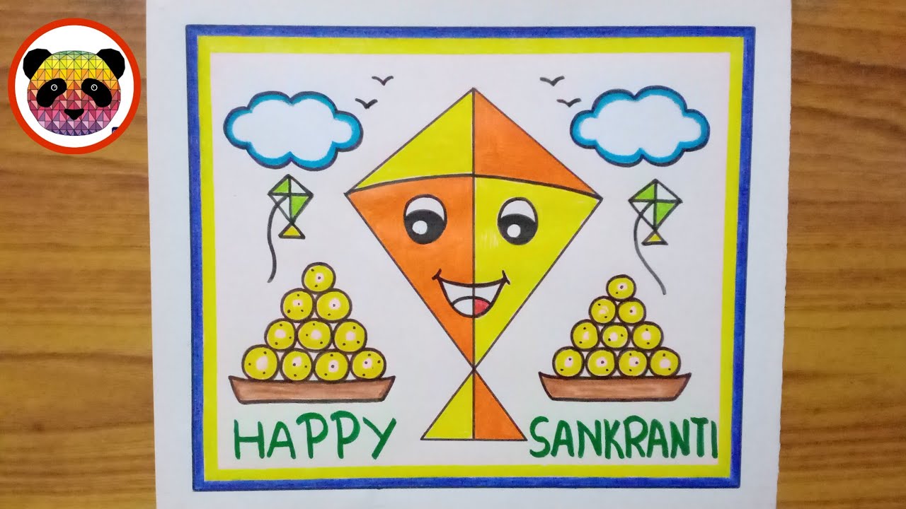 Hand Draw Sketch Happy Makar Sankranti Holiday Card Background Stock  Illustration - Download Image Now - iStock