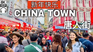 8K  Massive Shopping Crowd At Singapore Chinese New Year Market | Chinatown Singapore