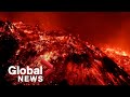 La Palma volcano: Stunning explosions of red-hot lava after crater collapses