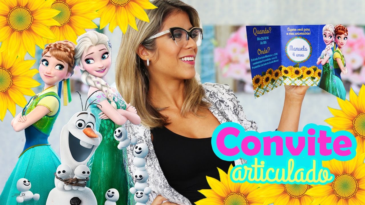 Arte de Convite virtual tema Frozen ou Frozen Fever Envio por