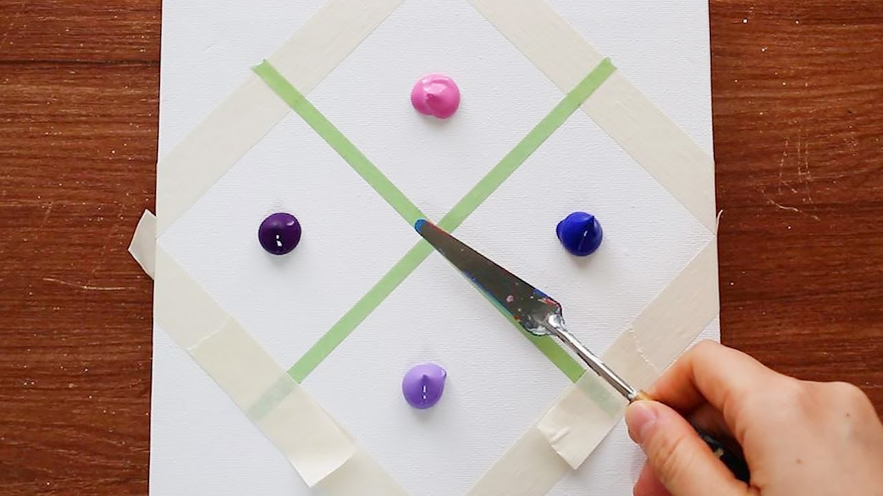 ⁣4 type Diamond Purple Landscape Acrylic Painting on Mini Canvas Step by Step #282｜Satisfying Demo