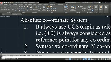 How to use absolute co-ordinate system Autocad