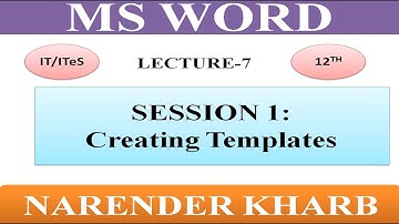 WORD PROCESSING SESSION-1 12TH(IT/ITeS)  ||CREATING TEMPLATES||