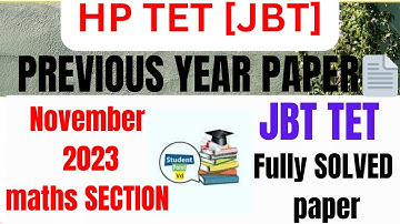 Hp tet JBT MATHS SECTION ||2023(november)previous year paper||fully solved|| student point vd#hptet