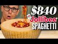 $840 Cheese Wheel Jollibee Spaghetti Taste Test | FANCY FAST FOOD