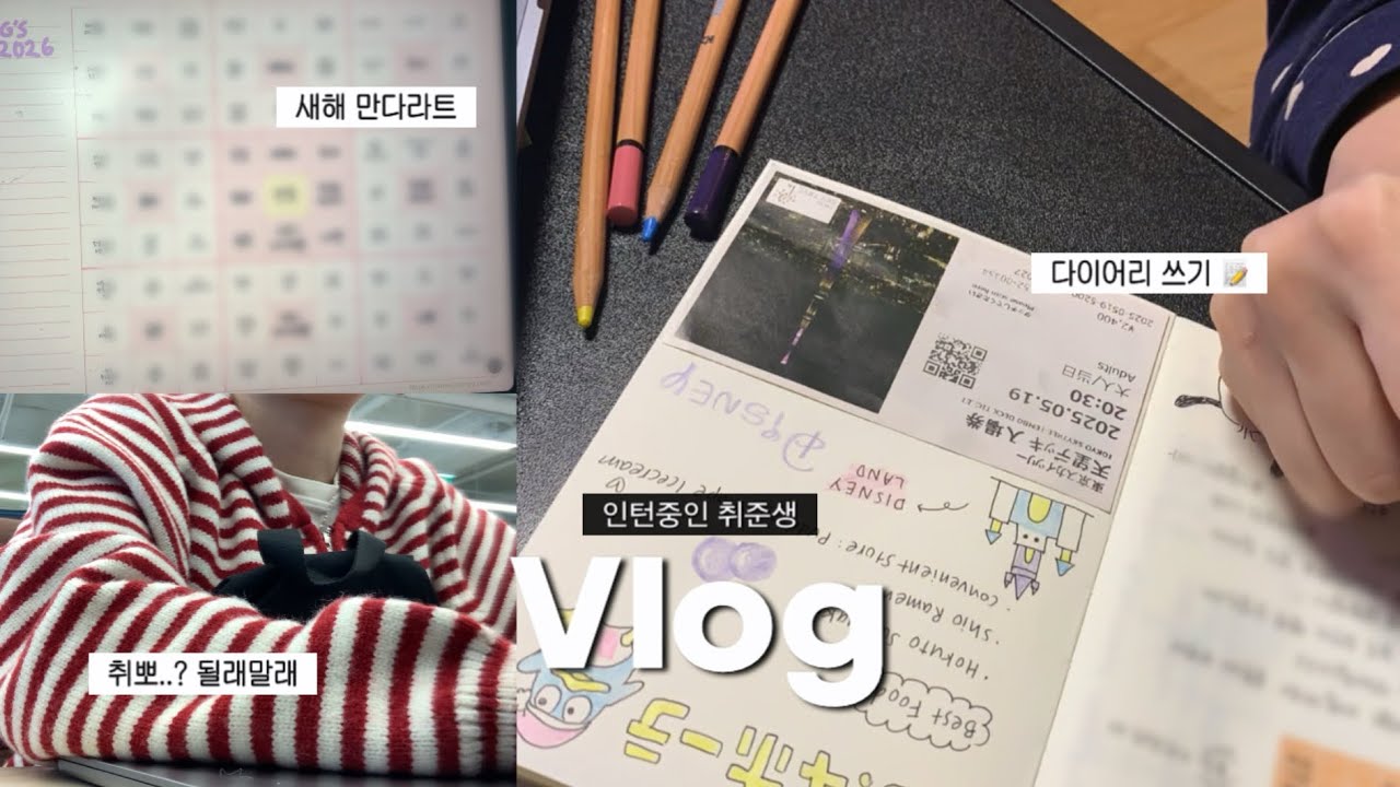 [vlog] 취준생 브이로그 (연구실 인턴.취뽀 된건가?.만다라트 계획표.2026다이어리.퇴근 후 일상.필사.갓생 브이로그)
