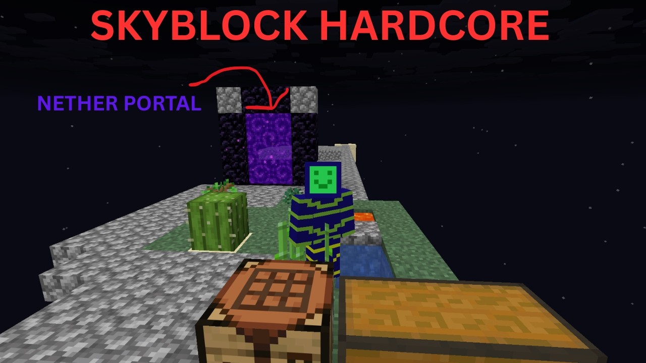 Minecraft Skyblock Hardcore i got to the nether episode 2 - YouTube