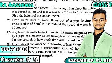 Ex 15B Q26 to Q30 | Class 9 Chapter 15 | Volume and Surface Area of Solids | Rs Aggarwal | Md Sir
