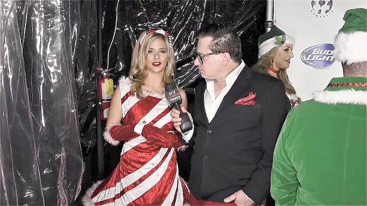 Audrey Allen wears a candy cane outfit to an xmas ...