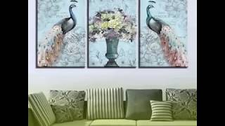 Framed 3 Piece Love Peacock Flowers Canvas Wall Art Paintings screenshot 5