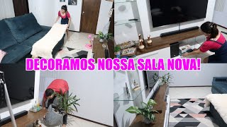 NOSSA SALA NOVA FICOU PRONTA! + LIMPEI E DECOREI TUDO!| Juliane Jocoski