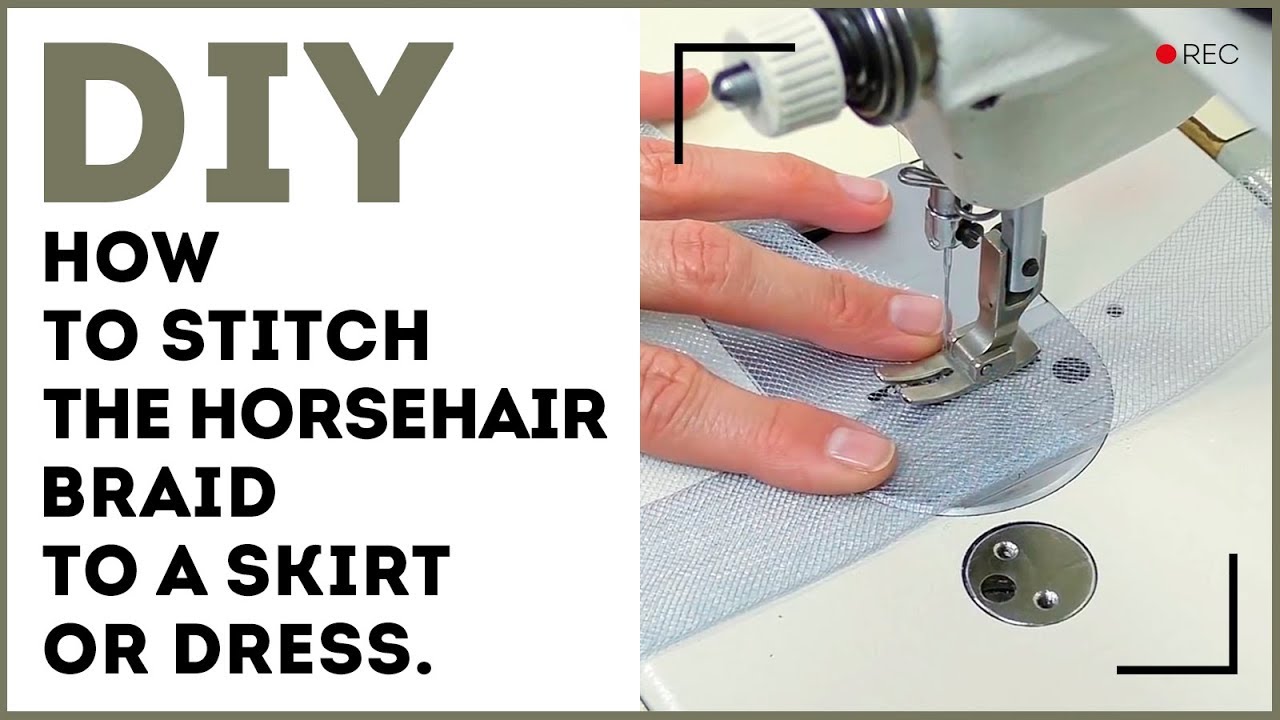 DIY: How to stitch the horsehair braid to a skirt or dress. Sewing  tutorial. 