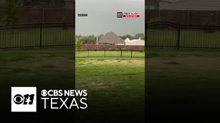 Large hail bounces around in Godley, Texas