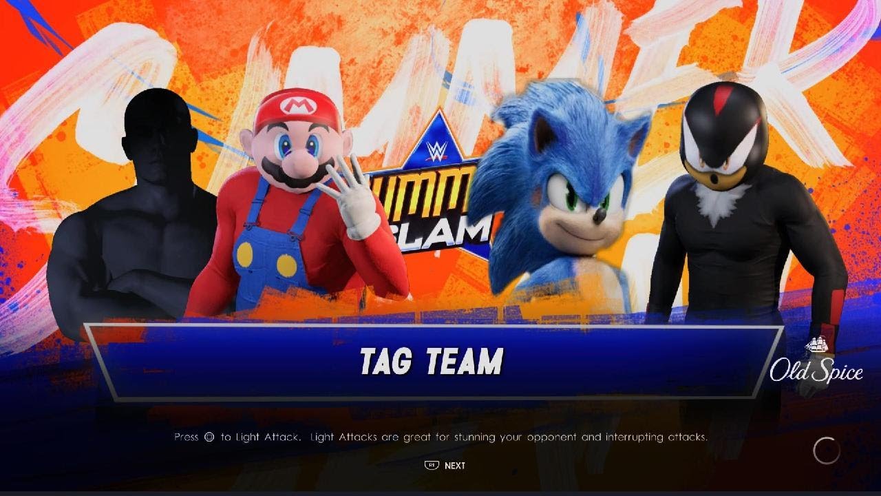 WWE 2K22 Mario and Luigi vs Sonic and Shadow