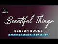 Beautiful Things - Benson Boone (LOWER Key Karaoke) - Piano Instrumental Cover with Lyrics