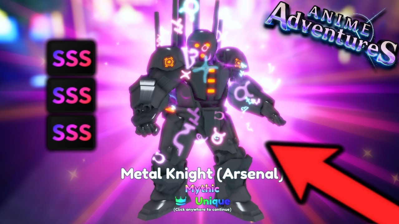 LVL 100 METAL KNIGHT (ARSENAL) SHOWCASE IN ANIME ADVENTURE 