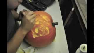 Carving Super Mario 3 Into a Pumpkin