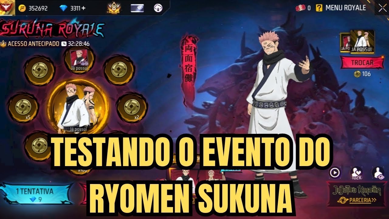 TESTANDO O EVENTO SUKUNA ROYALE, QUANTOS GASTEI PARA PEGAR O CONJUNTO DO RYOMEN SUKUNA? TA FÁCIL? 