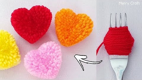Super Easy Pom Pom Heart Making Idea with Fork - Amazing Valentine