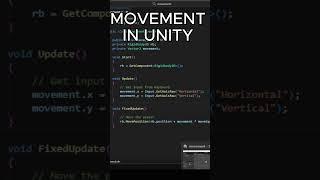 5 minute unity movement tutorial #shorts #coding
