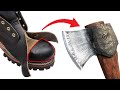 Making axe from steel toe boots.
