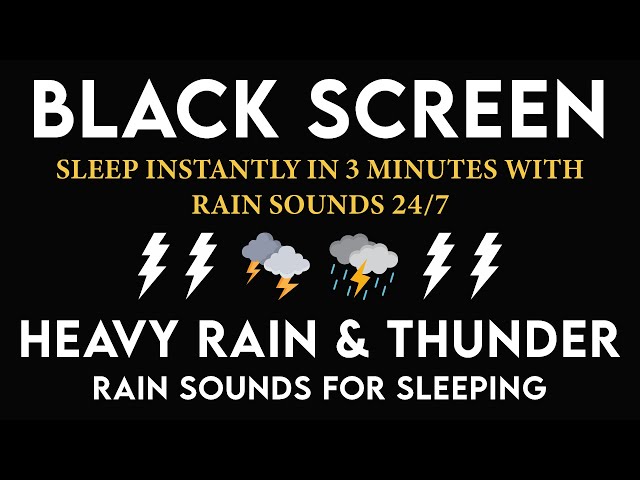 🔴 Heavy Rain Sounds for Sleeping 24/7 to Sleep Instantly with Rain Sounds u0026 Thunder at Night #7 class=