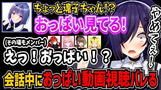 藤井氏の好感度に嫉妬？真面目な会話中にエトラにおっ〇い動画見てて焦る魂子【音霊魂子/あおぎり高校/切り抜き】