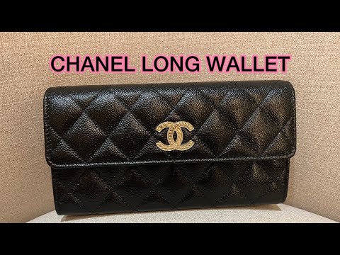 Chanel Long Zippy Caviar Leather Wallet in Black Color