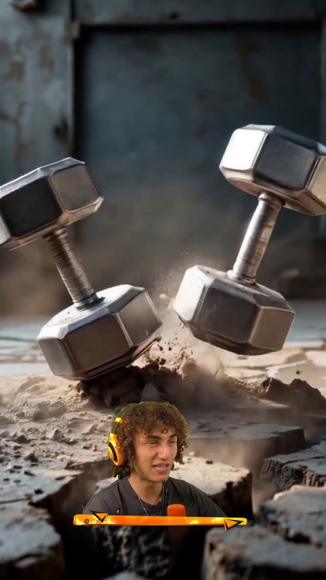 2 Dumbbells COLLIDE and FRACTURE Concrete!