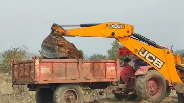 JCB 3dx Backhoe Loader Loading Machine Red Soil In Mahindra New Holland 3630 | John deere Tractor |