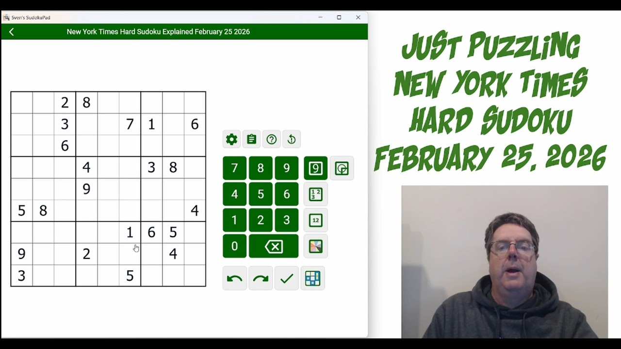New York Times Hard Sudoku February 25 2026