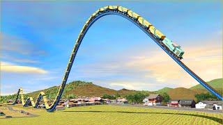 Trains vs Roller Coaster Railroads #2-Crossing Extreme Bumpy Forked Roller Coaster Track-Trainz 2019 screenshot 1