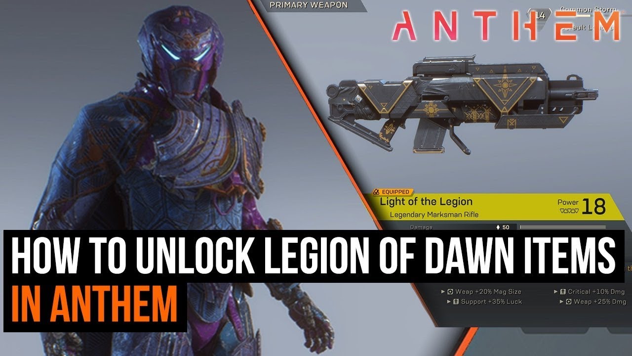 How To Unlock Anthem S Legion Of Dawn Items Pre Order Rewards Youtube