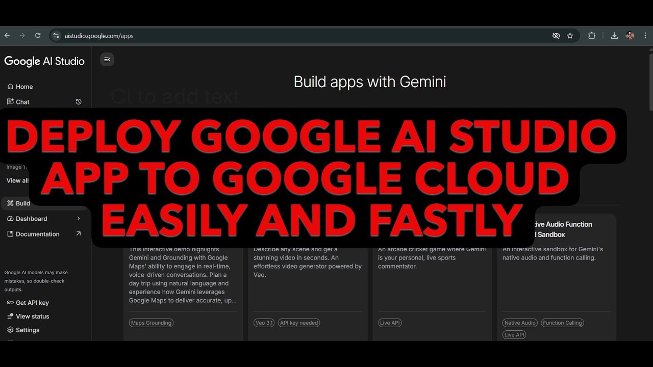 DEPLOY GOOGLE AI STUDIO APP TO GOOGLE CLOUD RUN - YouTube
