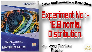 12th class maths practical experiment no 16 Binomial Distribution answers #12th #maths #12thclass