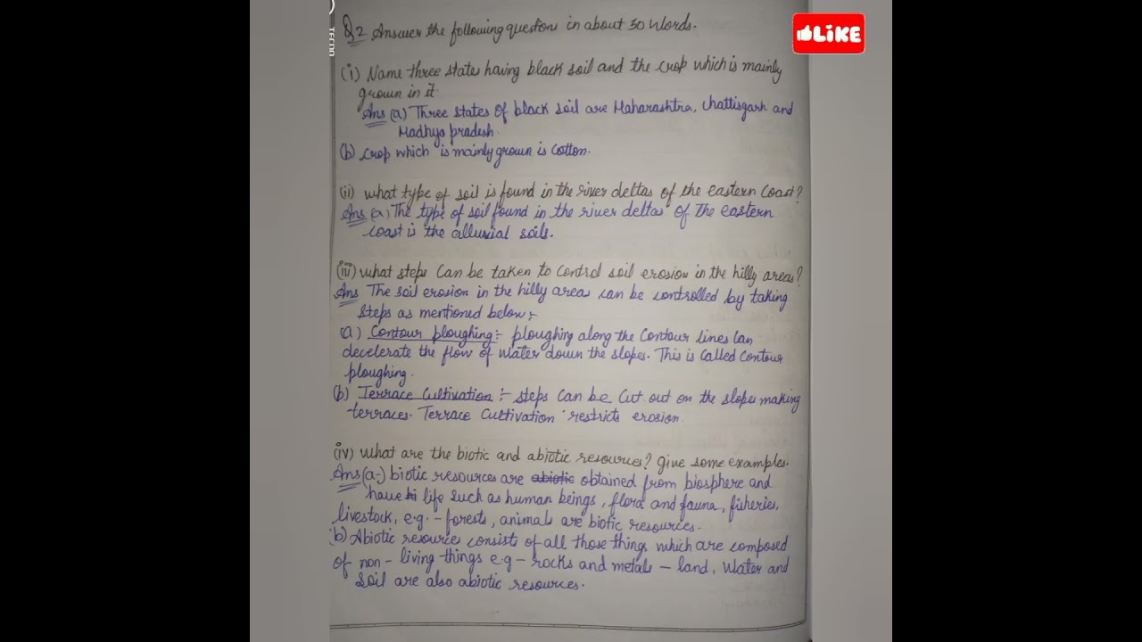Class 10 geography chapter 1 resources and development exercise ncert question answer #ncert