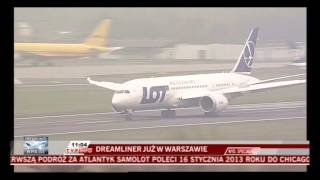 Lądowanie Dreamliner Boeing 787 W Warszawie